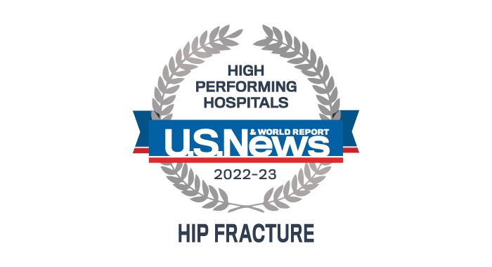 U.S. News & World Report badge for recognition in hip fracture care