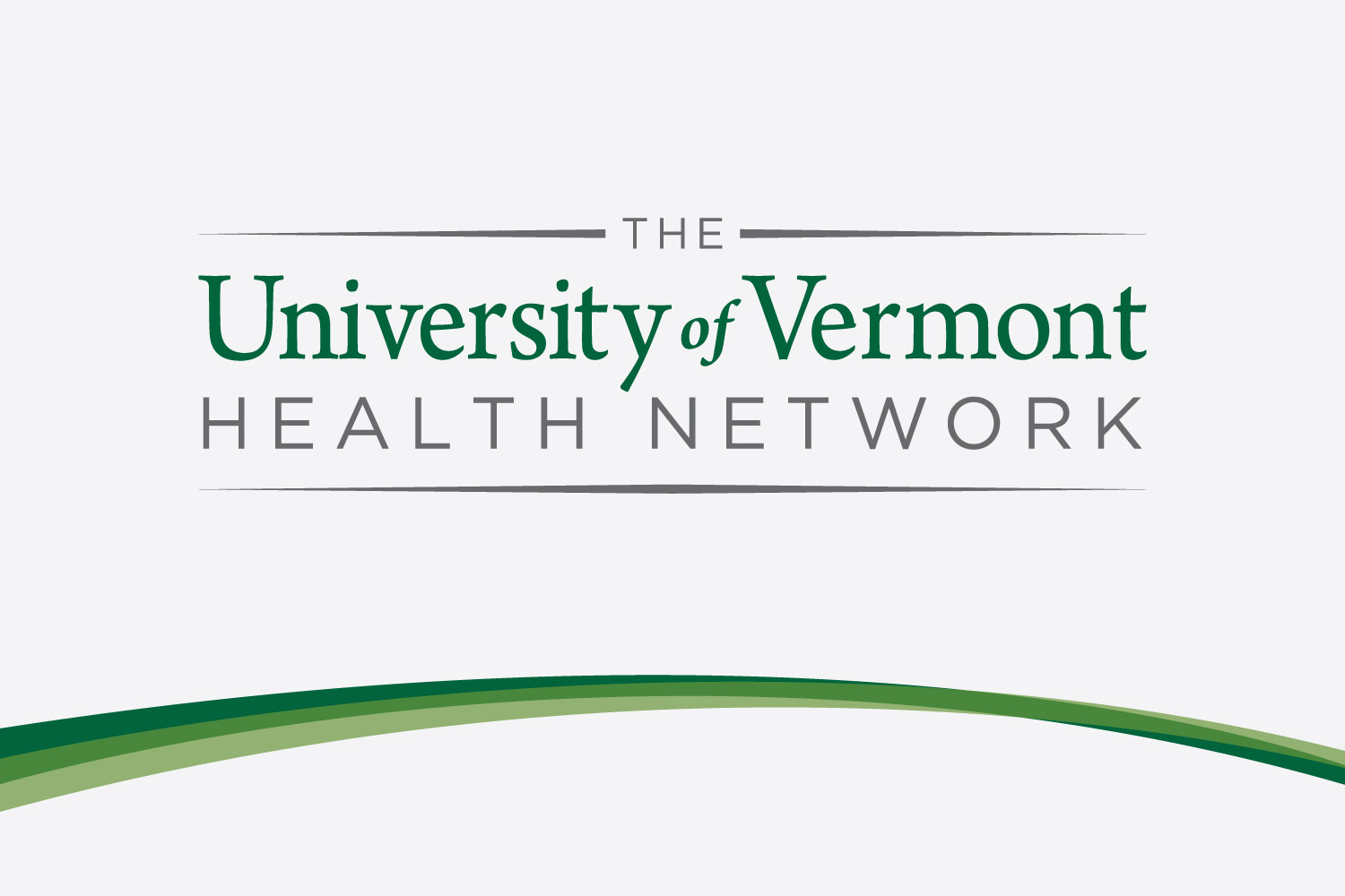 The UVM Health Network logo with a tri-color green weave underneath.