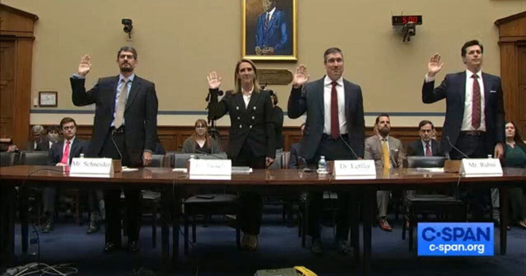 Leffler is sworn in at Subcommittee Hearing.