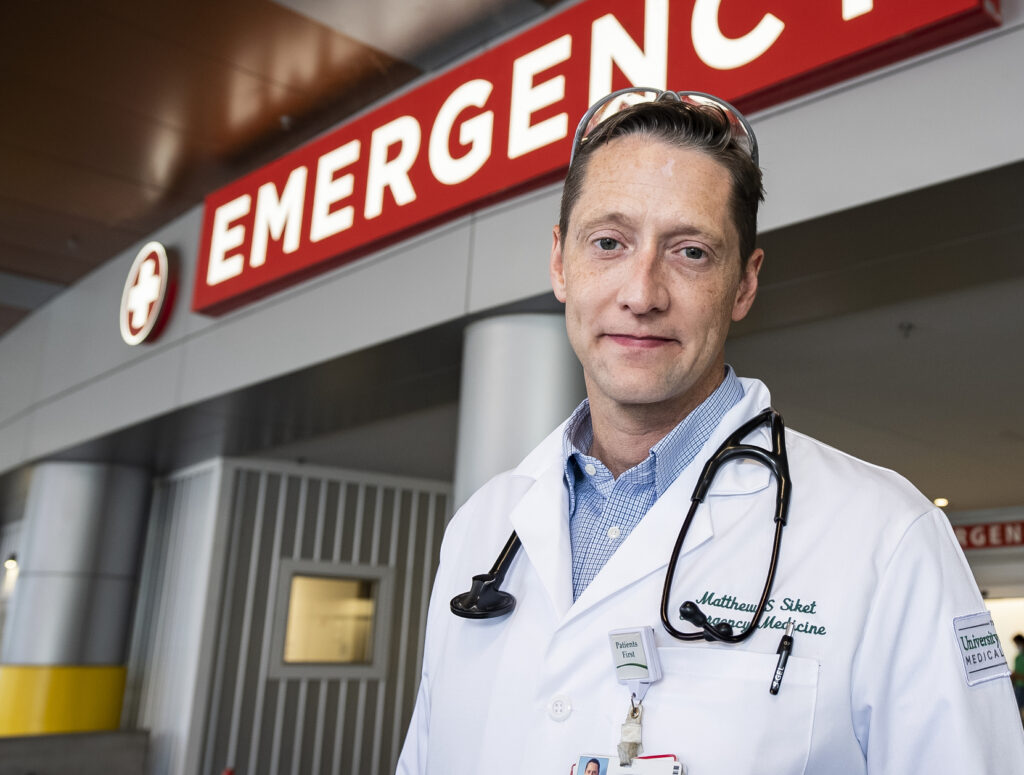 Matthew Siket, MD, in the Emergency Department at the University of Vermont Medical Center.